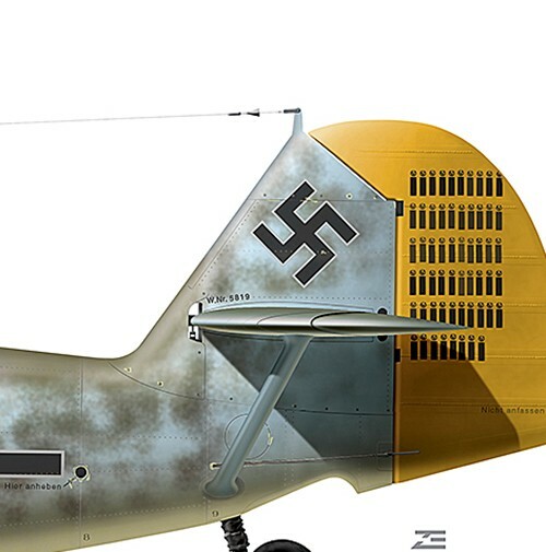 Messerschmitt Bf 109 original aviation profile art print. New