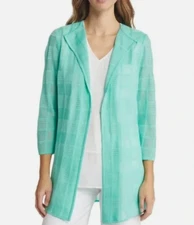 NWT $295 Ming Wang Open Front Knit Sweater Jacket XS Mint Cardigan