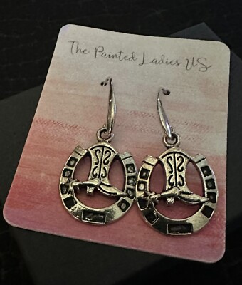 Horseshoes and Boot Earrings! Silver Tone earrings, Wires Silver Plated Copper