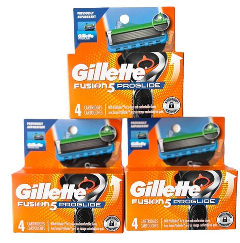 Gillette Fusion 5 Proglide Refill Razor Blade 12 Cartridges (3x of 4 ...