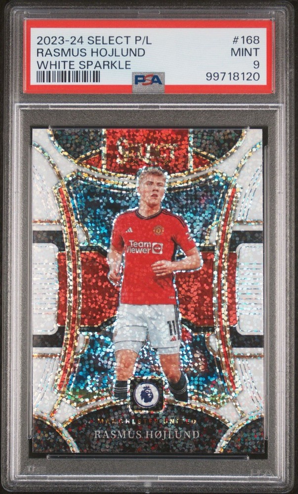 2023-24 Panini Select Rasmus Hojlund White Sparkle Prizm PSA 9 Mint SSP #168 EPL