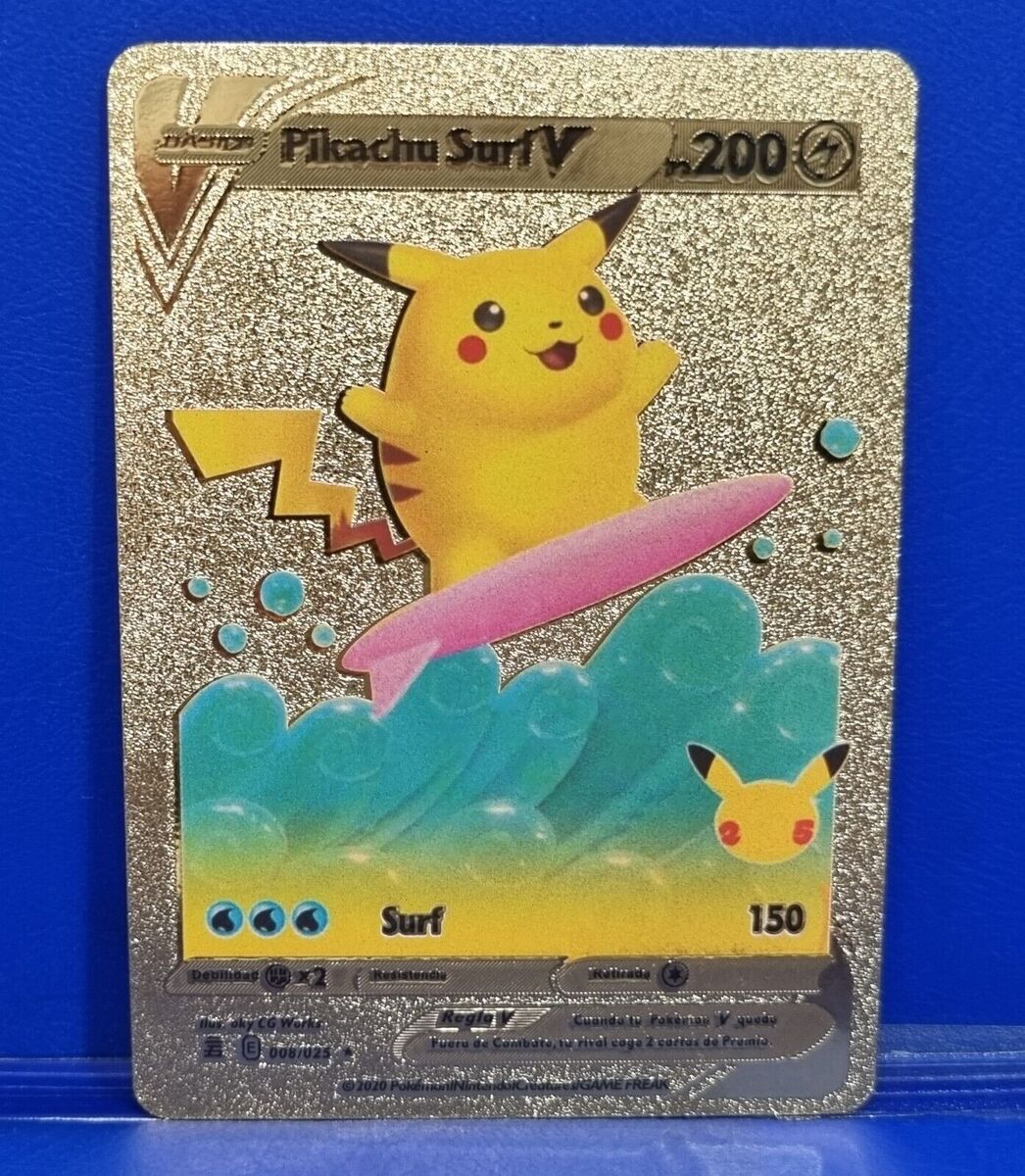 Card Basic Pokemon Card Pikachu Surf V PS200 Oro Gold Dorada Card Basic Pokemon Card Pikachu Surf V PS200 Oro Gold Dorada