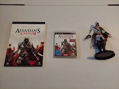 PS3 Assassins Creed 2 II Edition Figur Statue + Spiel und Lösungsheft Selten 