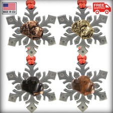 Pewter Dog Newfoundland Snowflake Christmas Tree Ornaments, Made in the USA