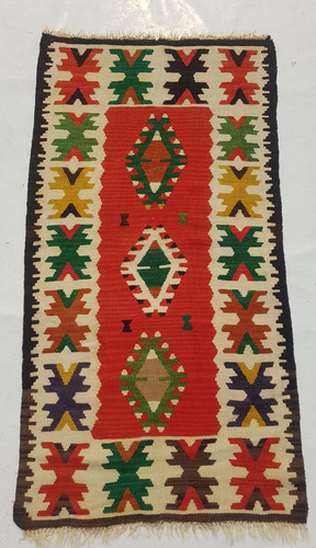 Vintage Traditional Handcrafted Turkish Kilim Rug for Home Décor 121x64 cm