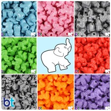 BeadTin 25mm Elephant Novelty Pony Beads 24pcs - Style choice