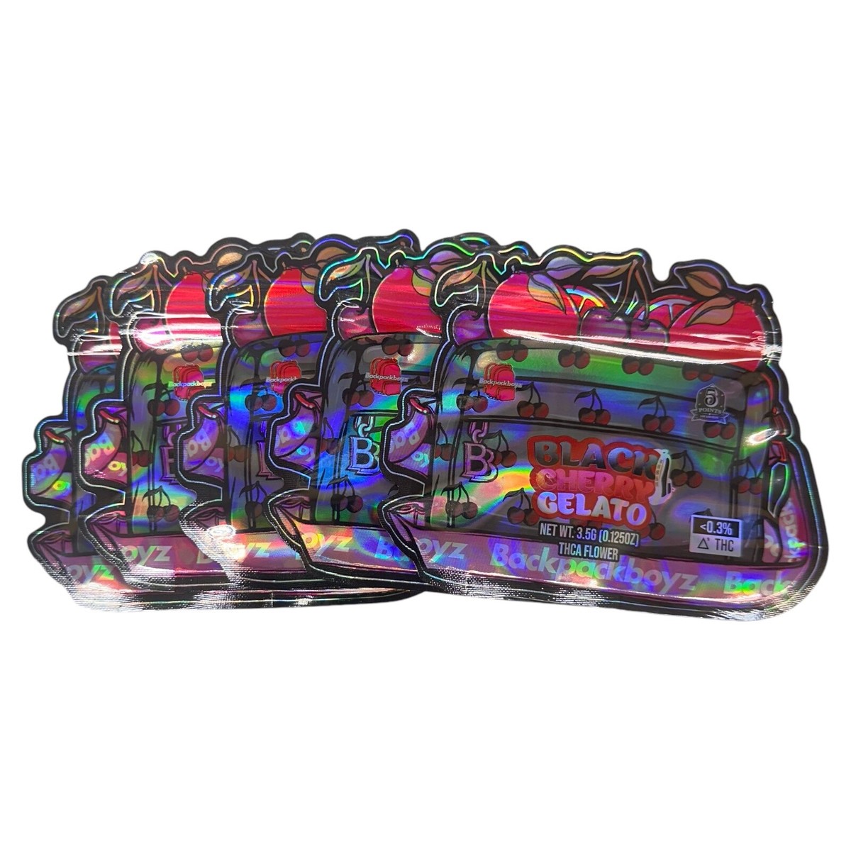 Sealable Mylar Bags 3.5G Holographic Bags Black Cherry Gelato