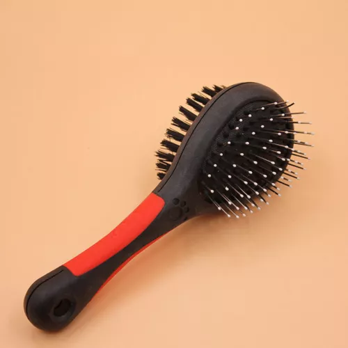 double faced pet dog comb hair brush plastic handle puppy cat massage bath brush image 1