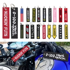 Novelty Embroidered Tag Keychain Key Lanyard For Motorcycles Scooters Cars 2PCS
