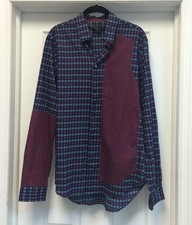 Marc By Marc Jacobs Geometric Blue Burgundy 100%Cotton Classic Shirt Sz M Unisex