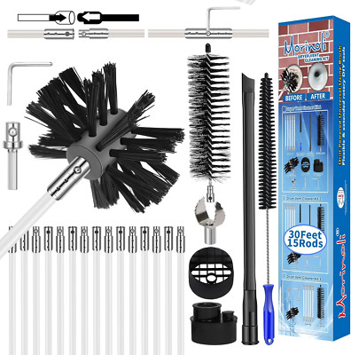 30 Feet Dryer Vent Cleaning Kit Chrome Button Locking System Dryer Vent Cleaning