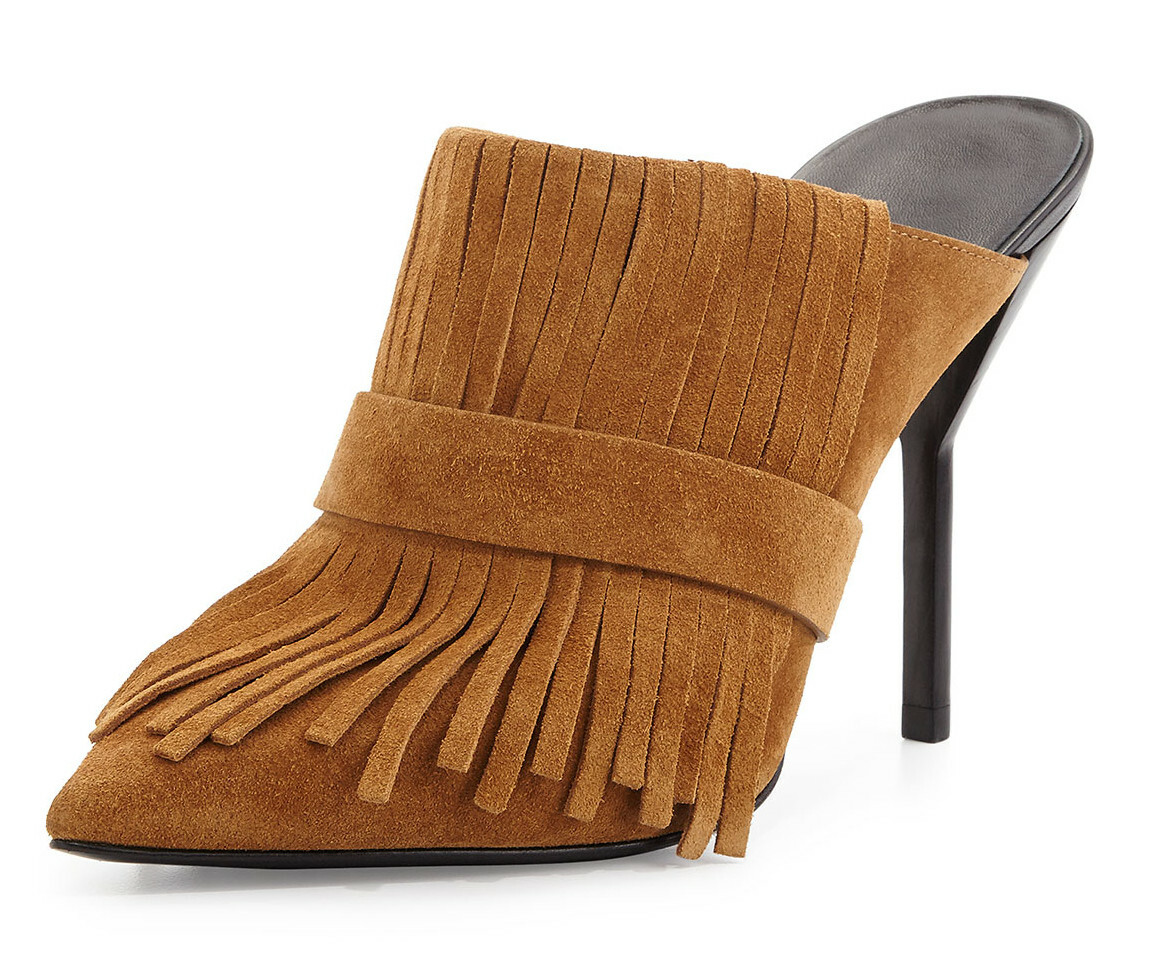 NIB - 3.1 PHILLIP LIM Women's MARTINI Oak FRINGE HIGH HEEL MULE
