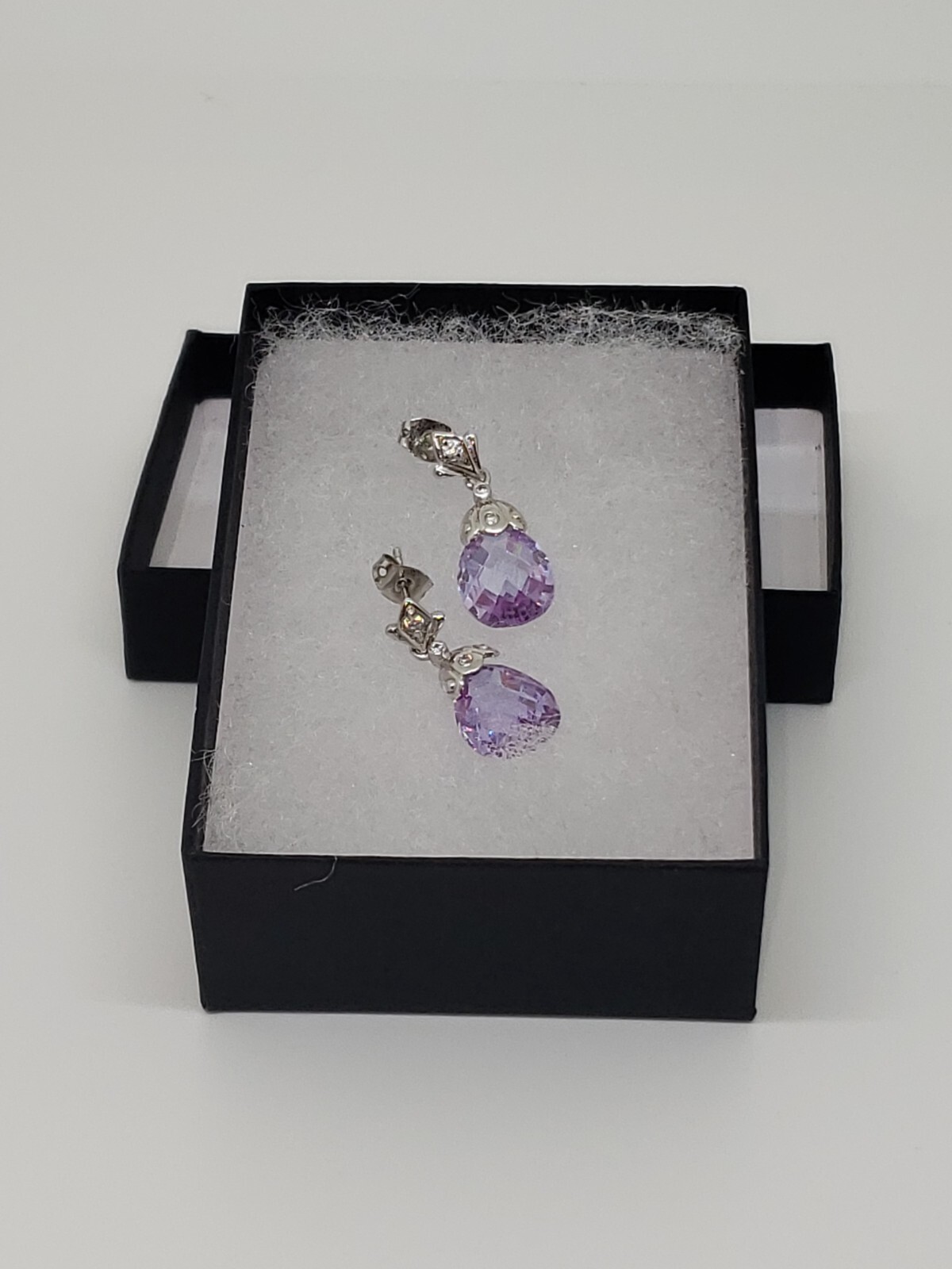 Simulated Amethyst Silver Dangle/Drop Earrings - image 3