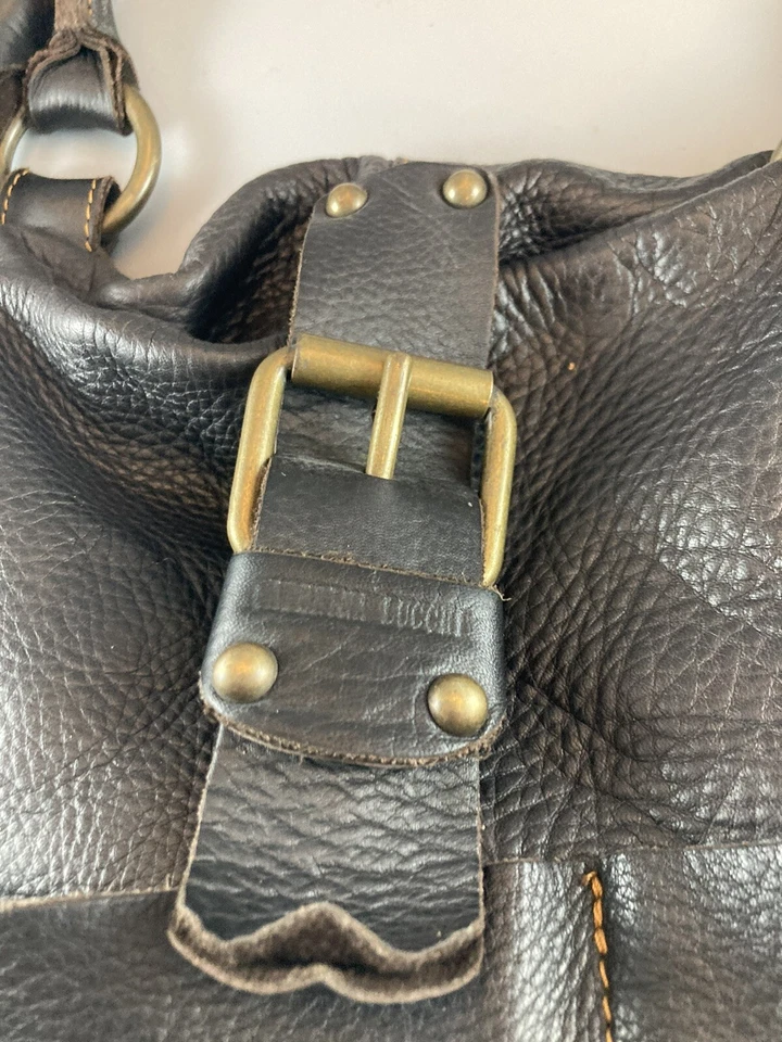 CATERINA LUCCHI Bolso de Mano Italiano de Cuero Grande Hobo Bolso Cartera Marrón Oscuro Foto 2 de 4