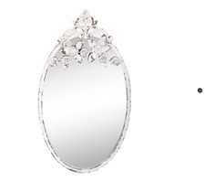 Chic Antique Spiegel cremeweiß Shabby mit Blüten Dekor oval Vintage Ranken Rosen