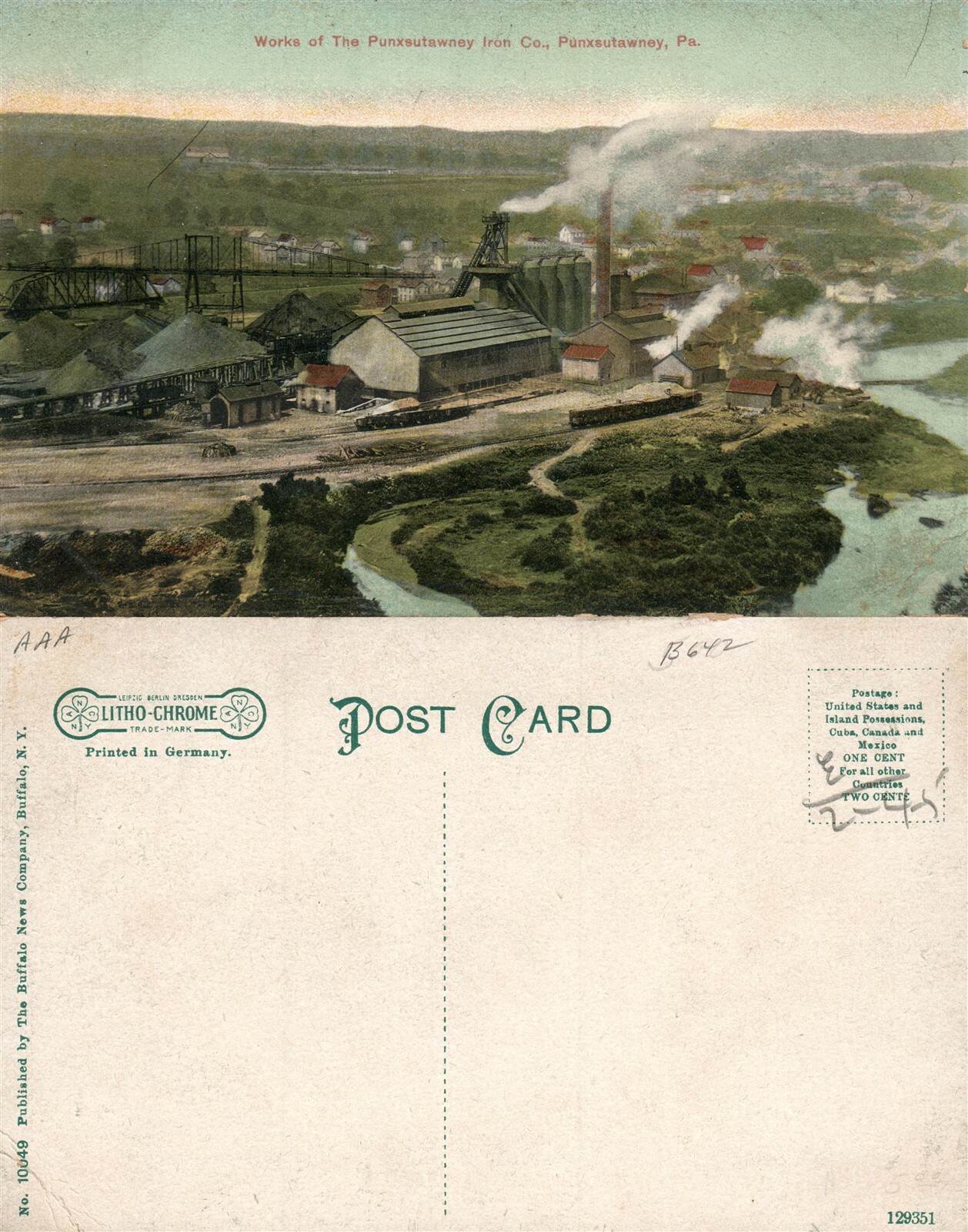 PUNXSUTAWNEY PA IRON COMPANY WORKS ANTIQUE POSTCARD eBay