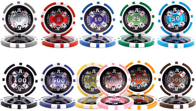 New Bulk Lot of 500 Ace Casino Poker Chips - Pick Denominations!
