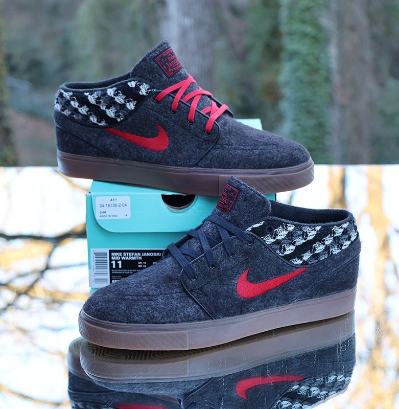 Nike SB Stefan Janoski Mid Warmth Black Red Men's Size 11 Custom