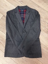 Tommy Hilfiger Men  s L Charcoal Blazer Sport Coat Plaid Liner Gray Two Button