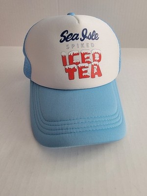 Sea Isle Spiked Iced Tea Hat Cap Snap Back Bay Blue White Foam Trucker Mesh Mens