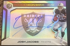 Josh Jacobs 2019 Panini Elements SSP RC Auto Rookie Neon Signs#RNS-JJ Blue /50