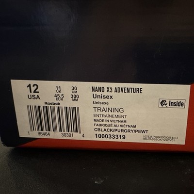 Reebok Nano X3 Adventure Low Top Mesh Lace-Up Training Sneakers Black/Pewter