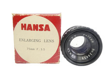 Hansa Enlarging Lens 75mm F:3.5 29639 Camera Part Small Black Made in Japan