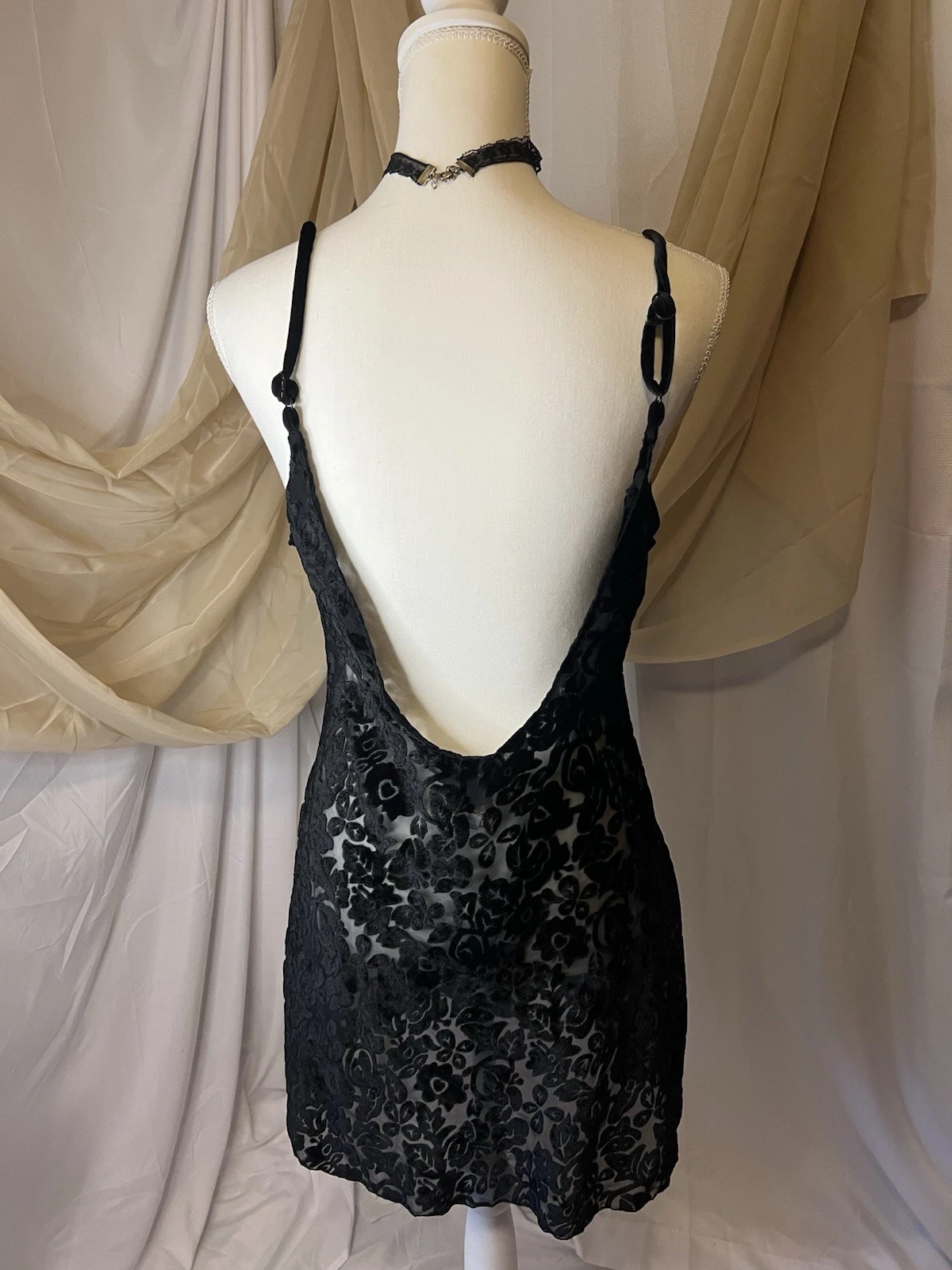 UNDERCOVER Abito vintage anni 90 Victoria's Secret etichetta oro floreale burnout velluto slip gotico taglia M