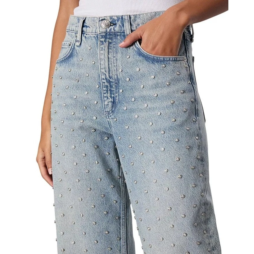 Rag & Bone Women Desi Pearl Embellished Denim Shea Relax Straight Jeans Size 27 - Image 2 of 4