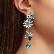 Oscar de la Renta blaue Blumen Kristall Email...