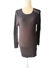 Venus Black Sweater Dress With Zip Shoulder - Size Medium