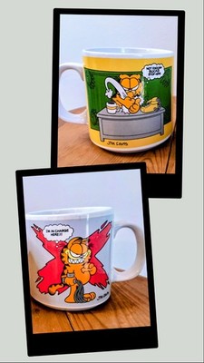 VTG 1978 Garfield Enesco Mugs Jim Davis Set of 2 Grumpy Worker Made In Korea