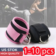 Ankle D Ring Straps Thigh Leg Pulley Lifting Cuffs Padded Cable Attachment Gym .