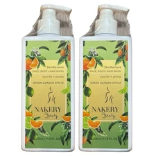 2 NAKERY Skin Restore Face Body Hand Wash Green Garden Spritz 11.8 oz