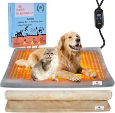 Heated Cat Bed Pet Heating Pad Indoor Electric Mat Waterproof Timer 2 Covers