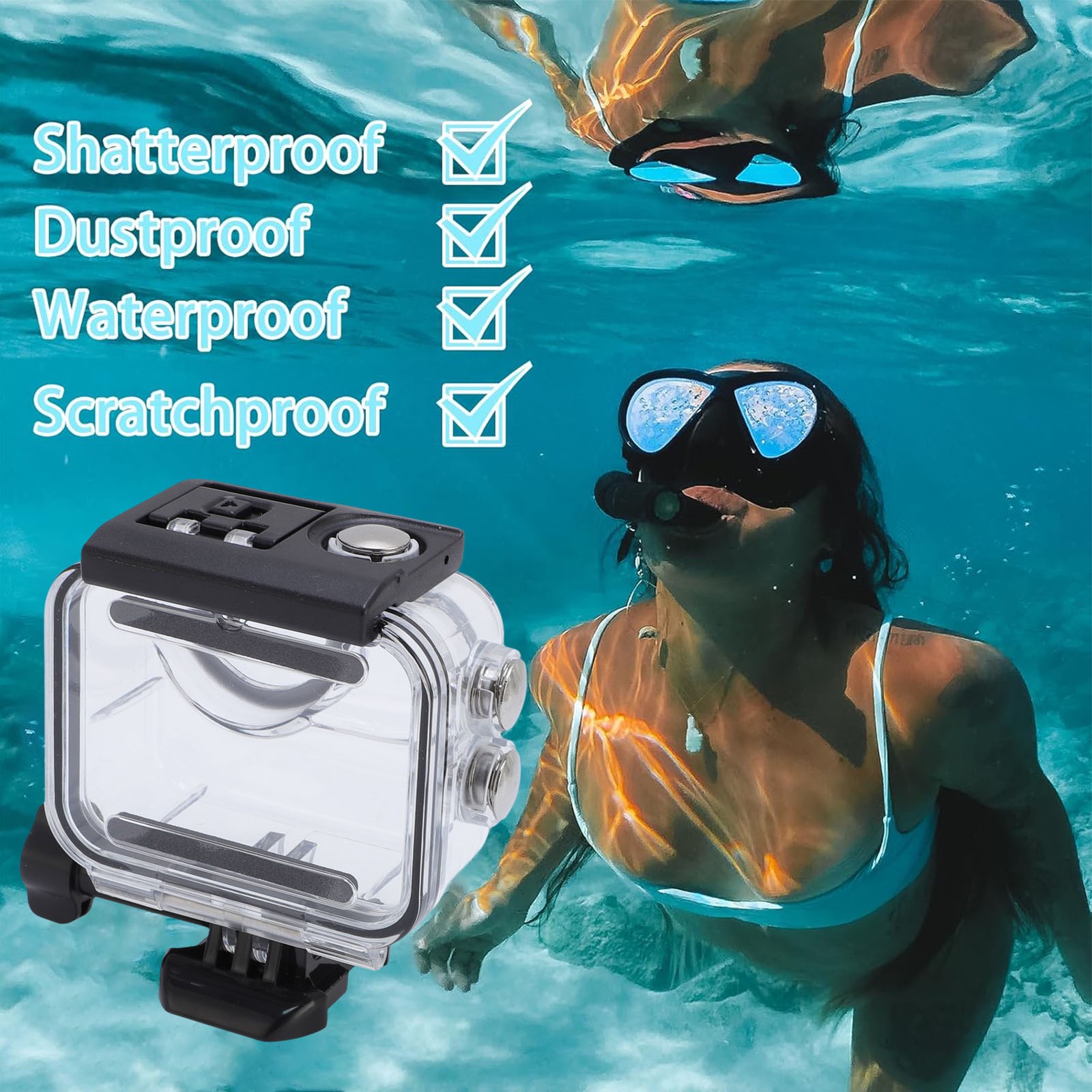 60M Waterproof Dive Case For GO 3S Action Camera Swimming Surfing Diving PC For
