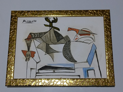 Pablo Picasso , Painting Oil On Canvas , signed stamped vintage.