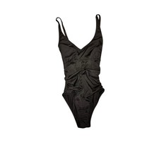 Medium Black One-Piece Swimsuit Featuring A Ruched Design
