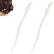 2 PCS Chinese Style Hair Stick Chopstick Imitation White Jade Fork Clip