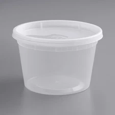 [240 Sets] 16 oz. Microwavable Translucent Plastic Deli Container and Lid Combo.