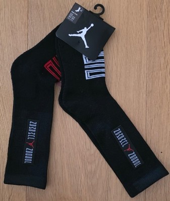 Air Jordan Kids 2 Pack High Crew Socks ~ Black, White & Red ~ Size S