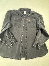 Vintage Carhartt Shirt Mens Gray Long Sleeve Collared Pockets Button Up Workwear