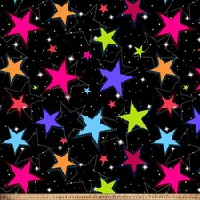 Colorful Night Stars Fleece Fabric - 60" Wide - Sold by The Yard Bolt