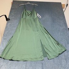 Azazie Naomie A Line Satin Dress Women A12 Olive Green Cowl Neck Spaghetti Strap
