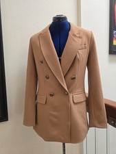Elie Tahari Womens Camel Double-Breasted Blazer Size M Size 8 Mint Condition