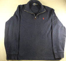 VTG Polo Ralph Lauren Estate Rib Men's Navy Blue 1/4 Zip Sweater Size L