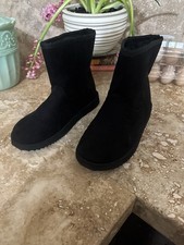 Wonder Nation Girls Faux Fur Shearling Mid-Calf Boots Black Size 4