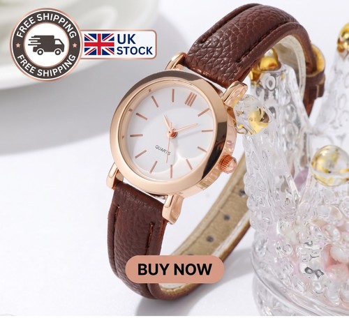 Women Ladies Watches Wrist Quartz Analogue Watch Casual Leather Gift Fashion Uk