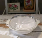 Vintage Fire King MCM Oval Baking Dish Casserole & Lid White Milk Glass #467 10"