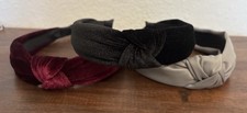 Set Of 3 Bow Knot Cross Headband Twisted Hair Band 2-Velveteen 1-Fabric Read 